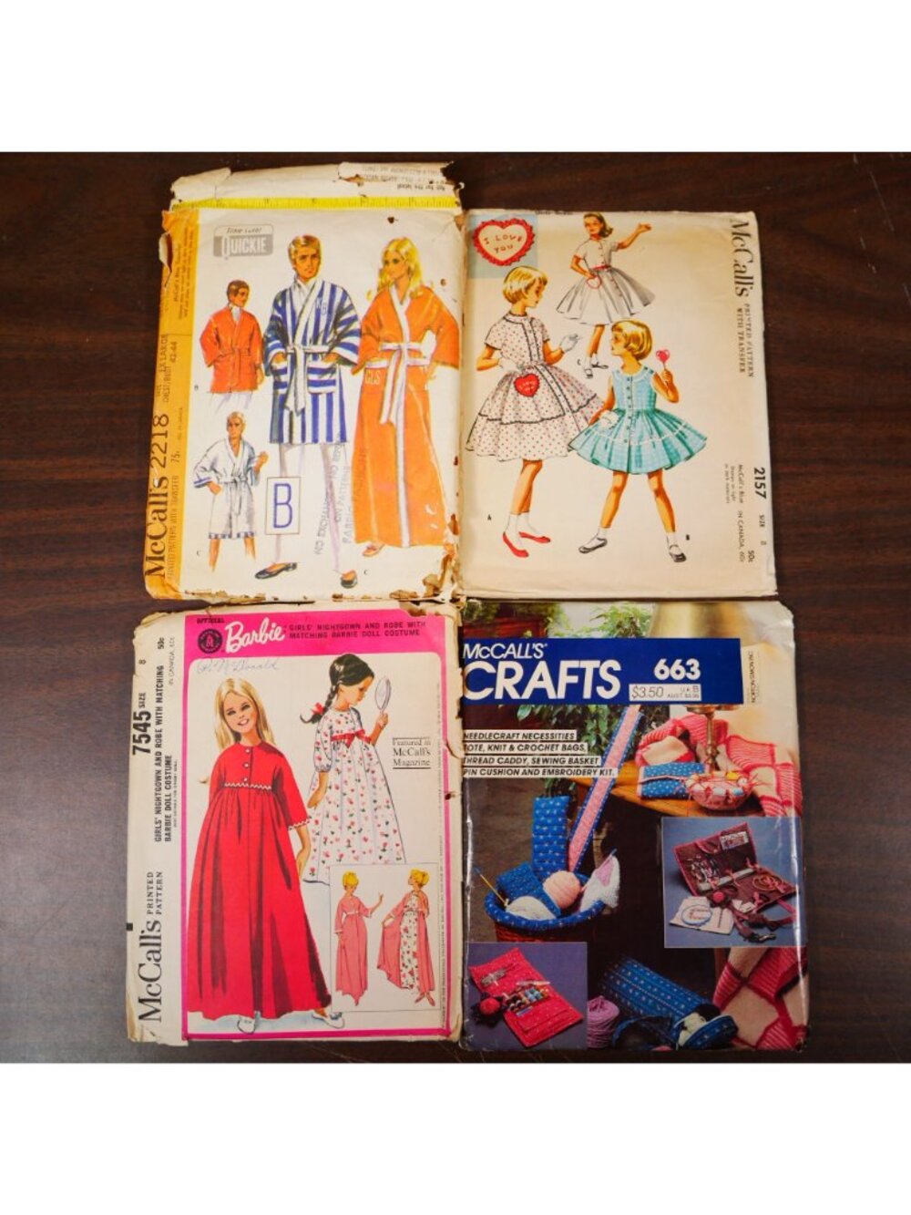 Lot Of 11 Vintage McCalls Sewing Patterns: Dresses Pajamas Crafts & Barbie-Theme - Picture 3 of 4